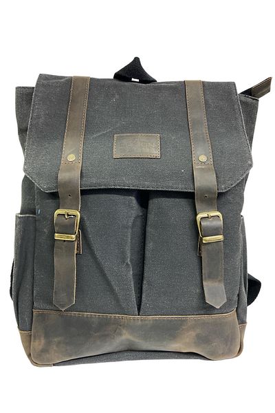 Old Cotton Canvas Leather Waterproof Unisex Travel School Travel Camping Backpack with Laptop Compartment