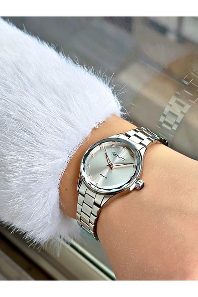 Ferrucci Special Glass Design Steel Cord 24 Months Warranty Silver Color Women Wrist Watch
