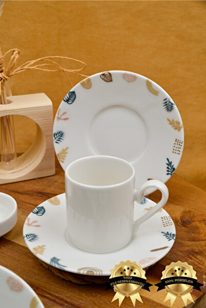 Heda Porselen Başak 12 Parça 6 Kişilik Porselen Kahve Fincan Takımı