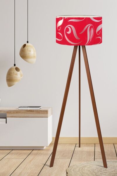 Hediyeler Kapında Kırmızı Desenli Tripod Lambader