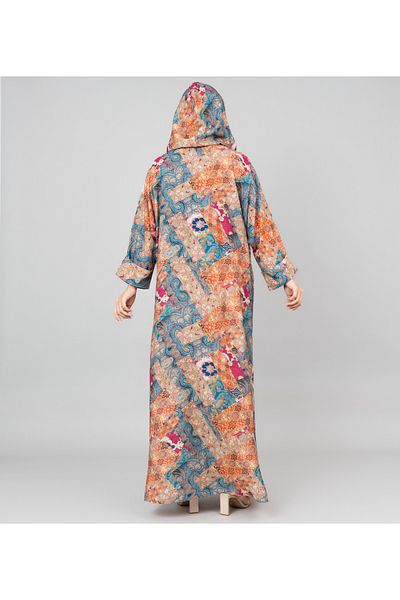 IKKXA Pattern Printed Hooded Jalabiya