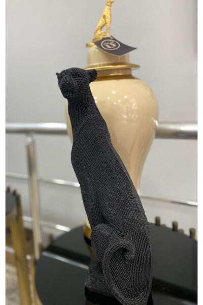 Mirsa Global Dekoratif Çita Leopar Biblo Siyah