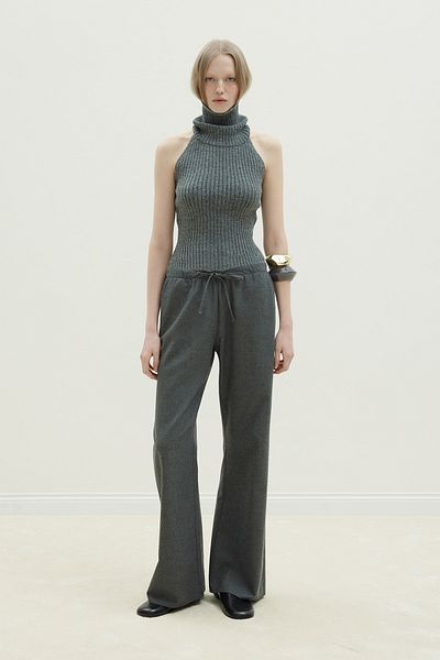 Suud Collection Jilly Smoked Wool Blended Trousers