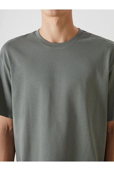 LC Waikiki Xside Khaki Crew Neck Combed Cotton Men's T-Shirt