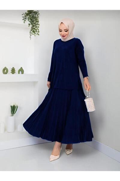 ECK MODA Γυναικεία Sandy Fabric Full Lycra φούστα με πλισέ κάτω και επάνω σετ