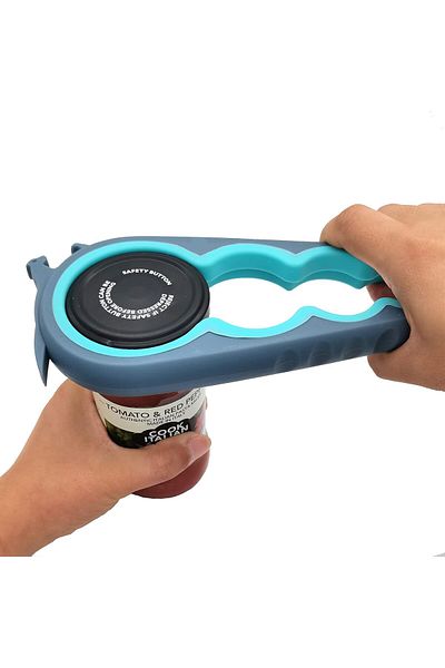 COOYA Jar Bottle Can Opener and Ring Opener for Weak Hands, Arthritis, Elderly and Kids, Comfortable(Blue)