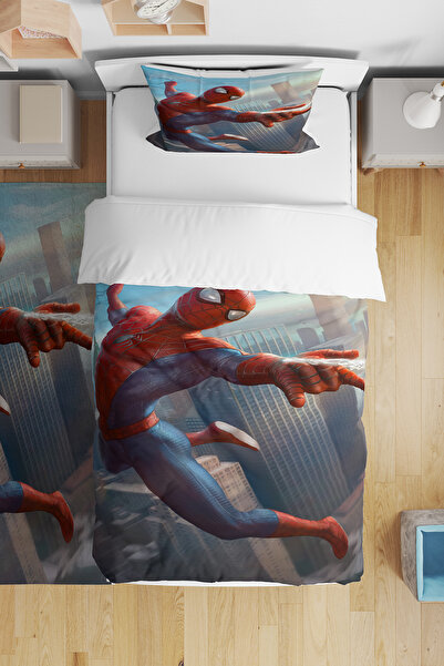 BelezaHome Blue Red Superhero Single Baby Kids Bedding Set