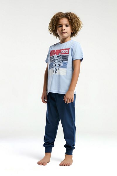U.S. Polo Assn. Boy's Blue Short Sleeve Pajama Set