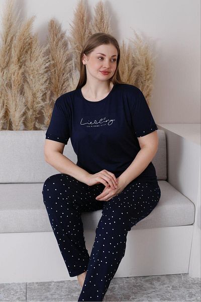 MEBA Women's Summer Short Sleeve Milan Fabric Large Size Oversized Bamboo Pajama Set