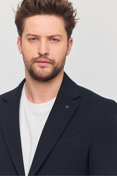 Frappoli 3115 Ανδρικό μπουφάν αθλητικό σακάκι με μπλέ Navy εύκαμπτο βαμβακερό μείγμα λεπτής εφαρμογής