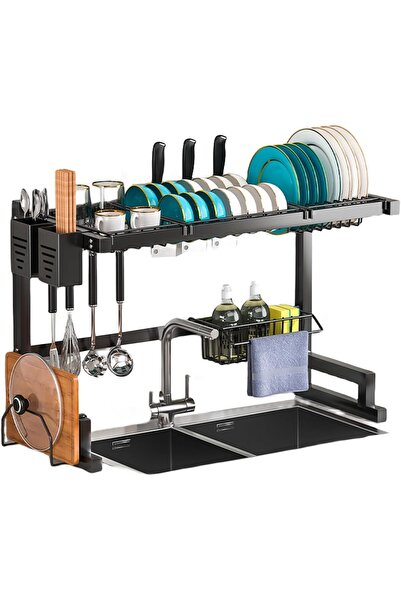 Yelajoy رف تجفيف أطباق فوق الحوض مع 4 سلال، منظم مطبخ قابل للتعديل من الفولاذ...
