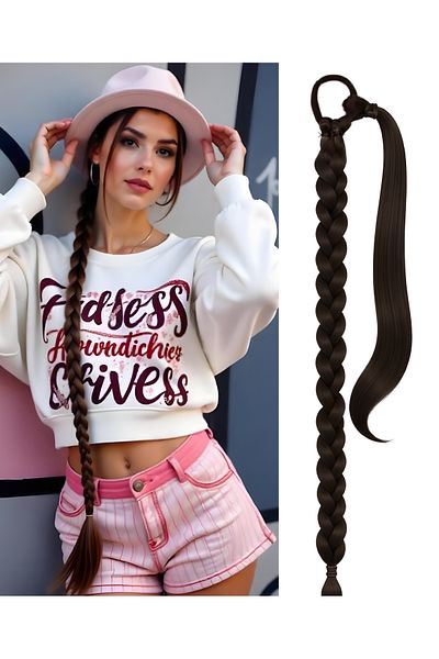LOLLY PONY 85 Cm Fiber Braid Ponytail Dark Brown