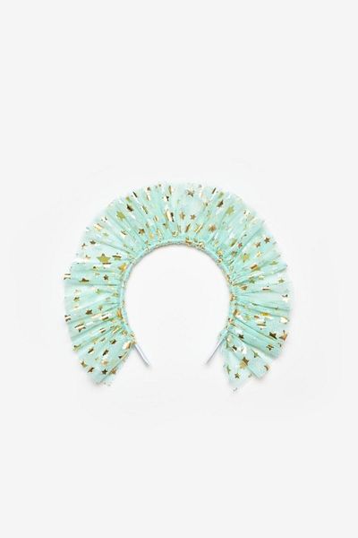 Le Mabelle Girl's Tulle Crown with Stars on Mint