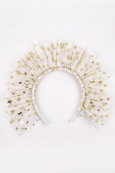 Le Mabelle Girl's Tulle Crown with Stars on White