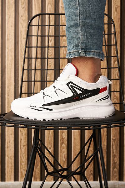 Nstil Αθλητικά παπούτσια Casual ανδρικά λευκά μαύρα αθλητικά παπούτσια με κορδόνια με οδοντωτή χοντρή σόλα με υποστήριξη αστραγάλου 4281