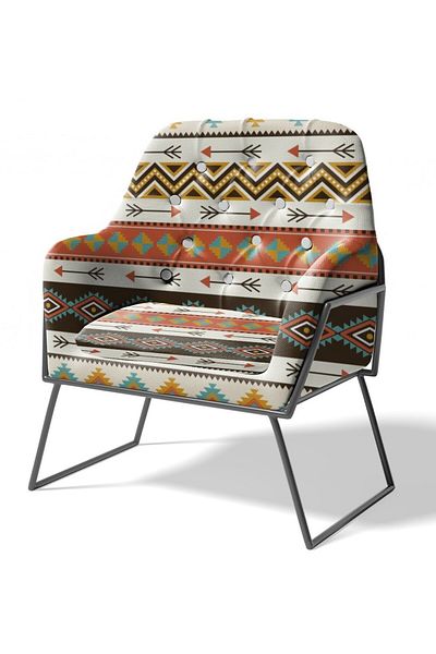 KumaşEvi Aztec Rug Patterned Faux Leather |   For Upholstery, Bags and Decorative Use (1 m)