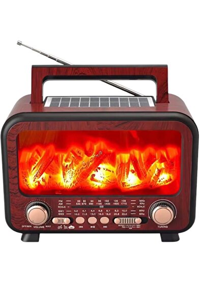 Dynego Şömine Bluetooth Hoparlör Radyo Retro Tasarımlı Alev Işıklı Çok Bantlı...
