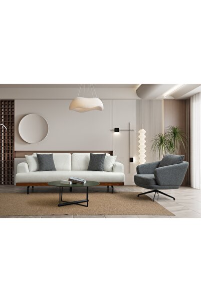 Vivense MARSİLYA KOLTUK TAKIMI, KREM GRİ