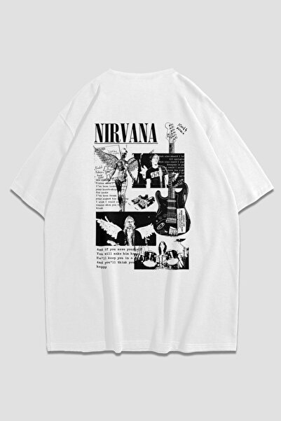 giyinikim تي شيرت نيرفانا ملصق كبير الحجم للجنسين