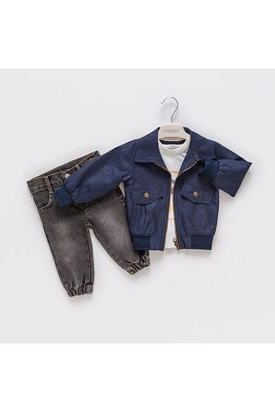Tk Tela Kids Male Bebe Suit 6/18 Months Their Own Pattern Raincoat Fabric Shirt Collar Zipper Double