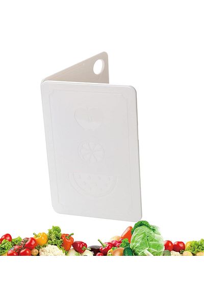 COOYA Cutting Board, Plastic Foldable with Hanging Hole, Non-Slip Dishwasher Safe for Meat Fruit, White