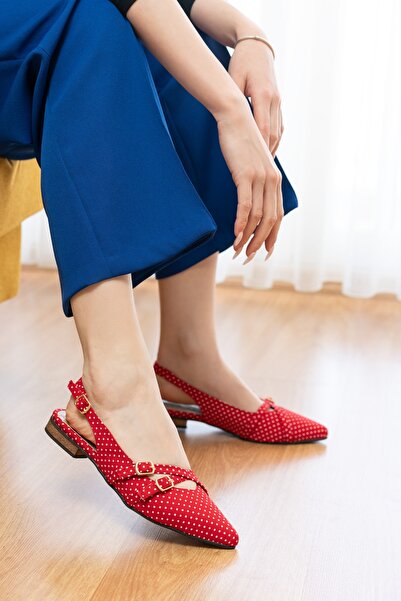 DİVOLYA Pably Red Polka Dot (2 cm Heels) Pointed Toe Shoes