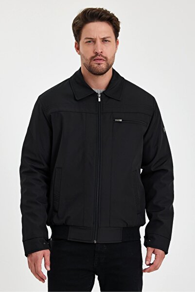 SİVAİST Siyah İçi Kalın Kürklü Klasik Yakalı Rüzgar Ve Su Geçirmez Mont&Kaban