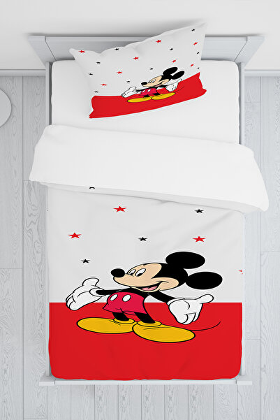BelezaHome Red White Mickey Mouse Single Baby Kids Bedding Set