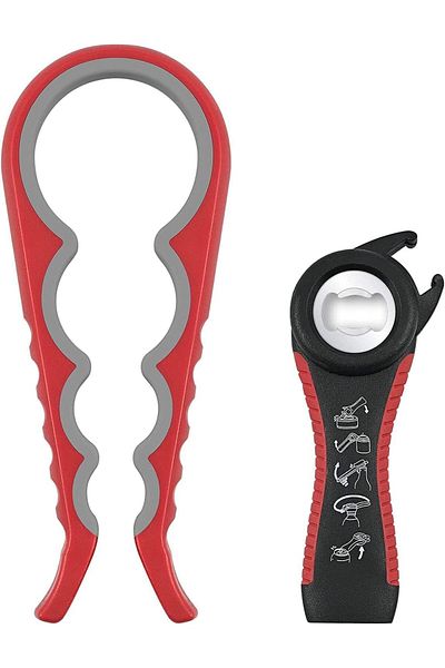 COOYA 2PCS Jar Opener, 4 in 1 Multiple Function Can Opener Bottle Opener, with Silicone Handle