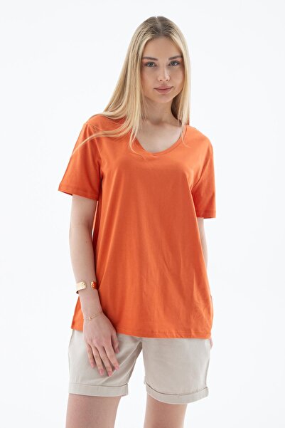 Fashion Friends V-izrez 100% pamuk paket majica narandžaste boje
