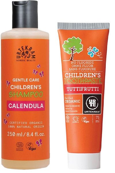 Urtekram Organic Child Care - 250 Ml Children's Shampoo + 75 Ml Tutti Frutti Children's Toothpaste