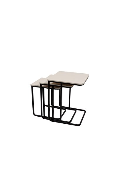 Vivense VEGAS ZİGON SEHPA, ÜÇLÜ, STATİK KREM, KREM