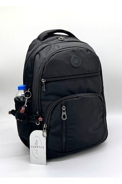 Bevitton 1700 Model Waterproof Black Schoolbag - Multi-Compartment Casual Backpack