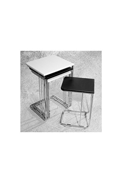 Vivense VEGAS ZİGON SEHPA, DÖRTLÜ, SİYAH BEYAZ