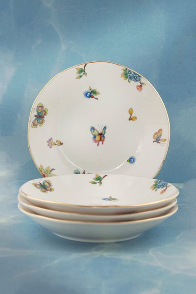 Bursa Porselen Dekor Floral Bouquet Gold Gilt Porcelain 4 Pcs Dinner Plate
