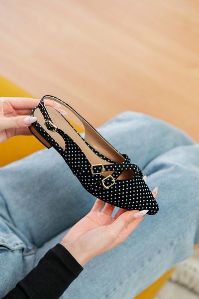 DİVOLYA Pably Black Polka Dot (2 cm Heels) Pointed Toe Shoes