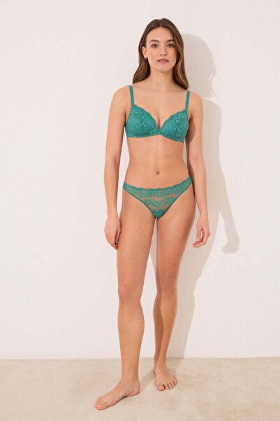 Women'secret Classic green lace panty