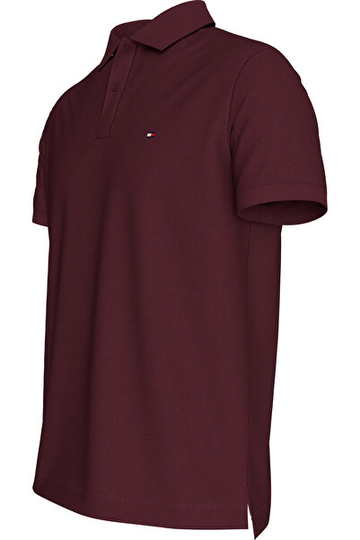 Tommy Hilfiger تي شيرت بولو للرجال باللون النبيذي