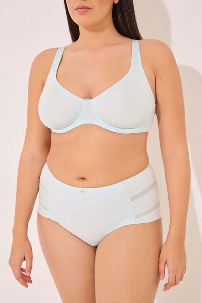 Women'secret Classic high- panty in microfibre and blue tulle