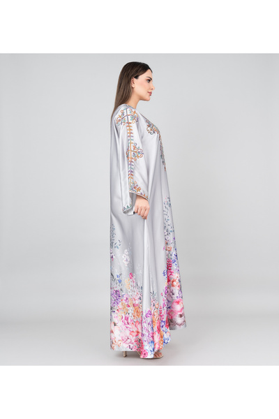 IKKXA Floral Printed Crystal Embroidery Jalabiya
