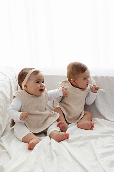 İrya Colors of Joy 2'li Organik Pamuk Müslin Bebek Önlük Seti Bej