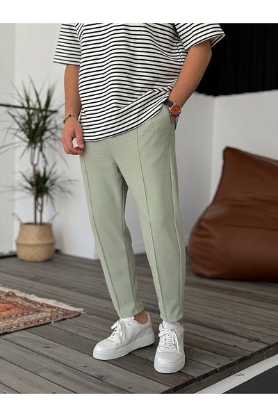 BYBASICMAN Green Stitched Waffle Fabric Trousers Ke-5036/5043