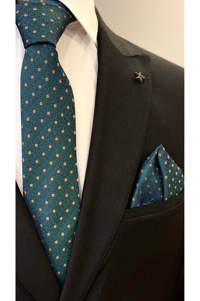 Dearmise Зелений та синій краватка та хустинка з крапчастим візерунком у подарунковій коробці