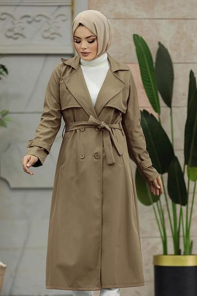 Neva Style Trench Hijab Mink cu nasturi 6103v