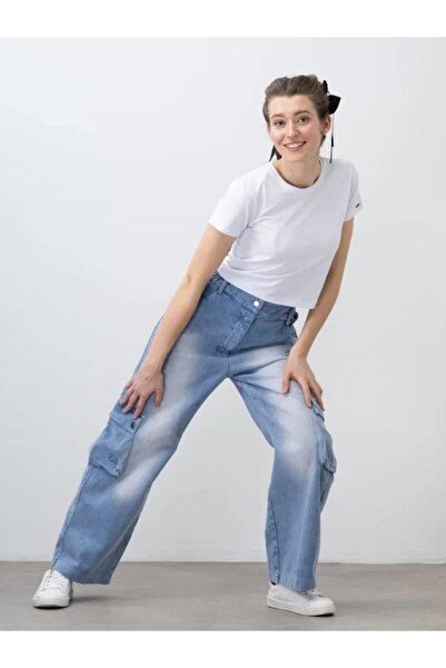 Zekids Pantaloni din Gabardină pentru Fată cu Talie Elastică