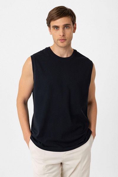 Antioch Navy Blue Relaxed Fit Men's Sleeveless T-Shirt