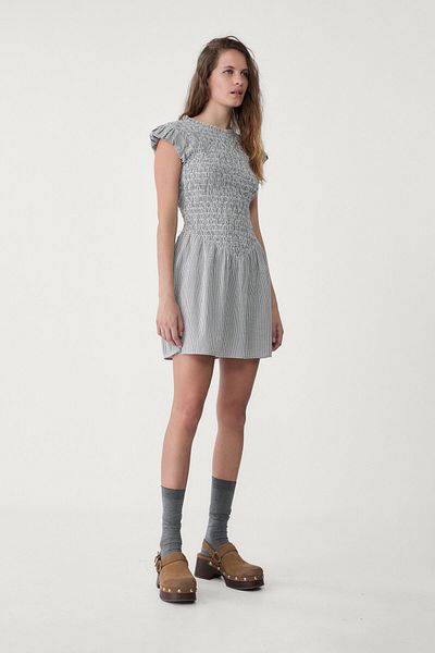 Stradivarius Short gathered gingham dress