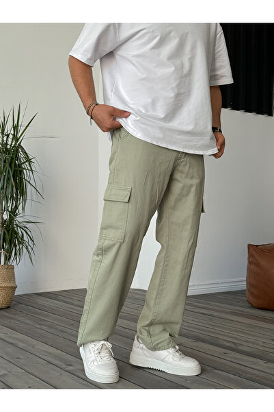 BYBASICMAN Зелени широки дънки Cargo Pocket KE-308/360