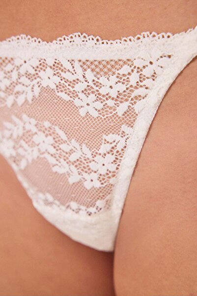 Women'secret Ivory lace strappy Brazilian panty