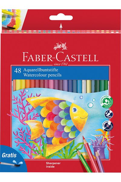 Faber Castell Colored Watercolor Pencils 48 Pcs and Faber-Castell Brush